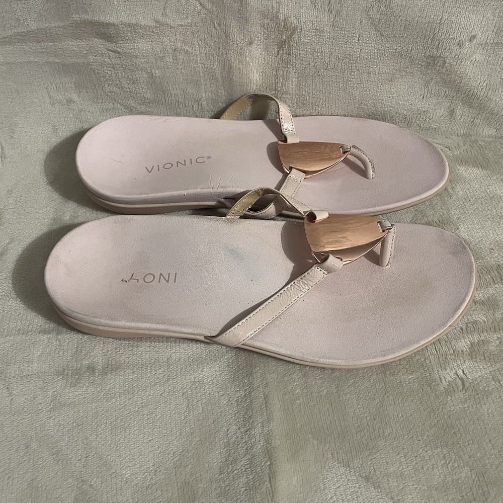 Vionic Womens Raysa Sandals Size 9.5W Pink Flip Flops‎ Medallion Comfort Slip On